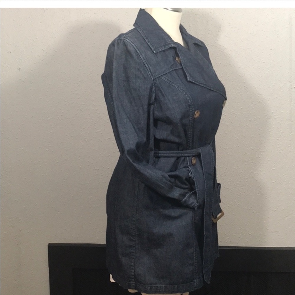Charter Club NEW Denim Double Breasted Trench Coat - Picture 2 of 6